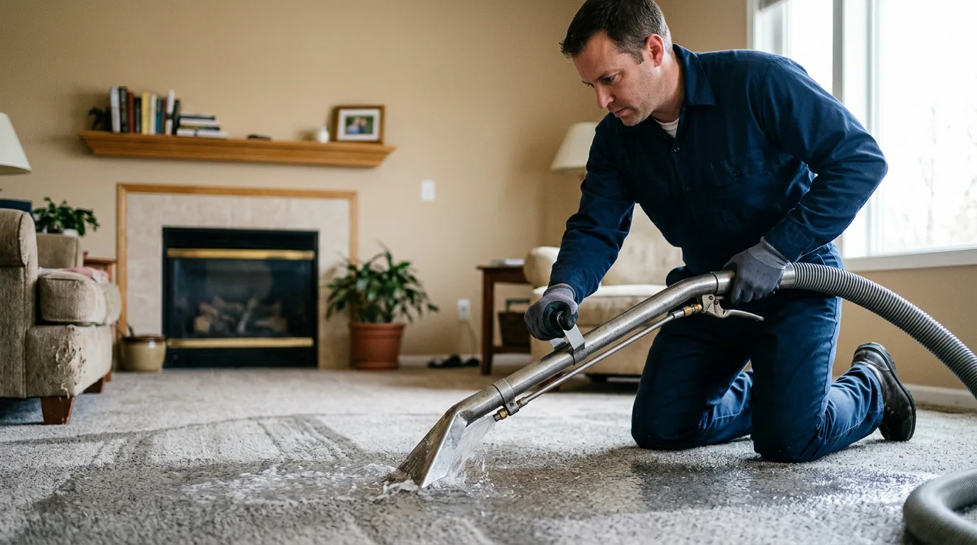 Water damage restoration technician working near Plant City, FL